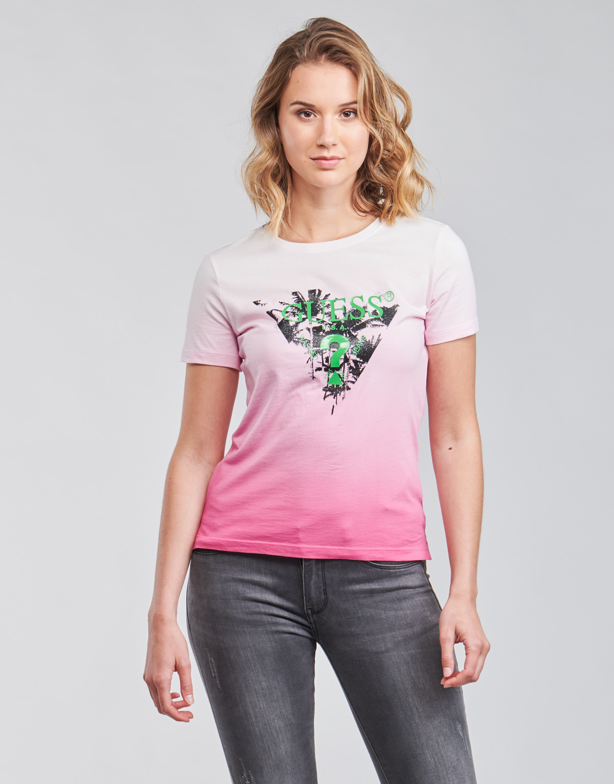 Guess Rose / Multicolore SS CN PALMS TEE TrDEiuA8